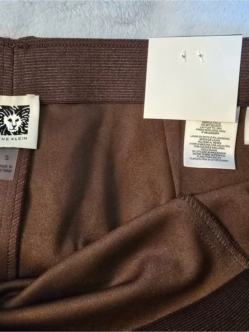 Anne Klein Chocolate Brown Ponte Pencil Skirt with Silver Buckle